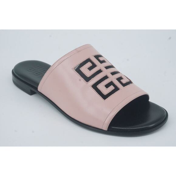 Givenchy 4G Pink Black Logo Flat Mule Slide Sandals SZ 36.5 NIB $825 - Picture 2 of 12